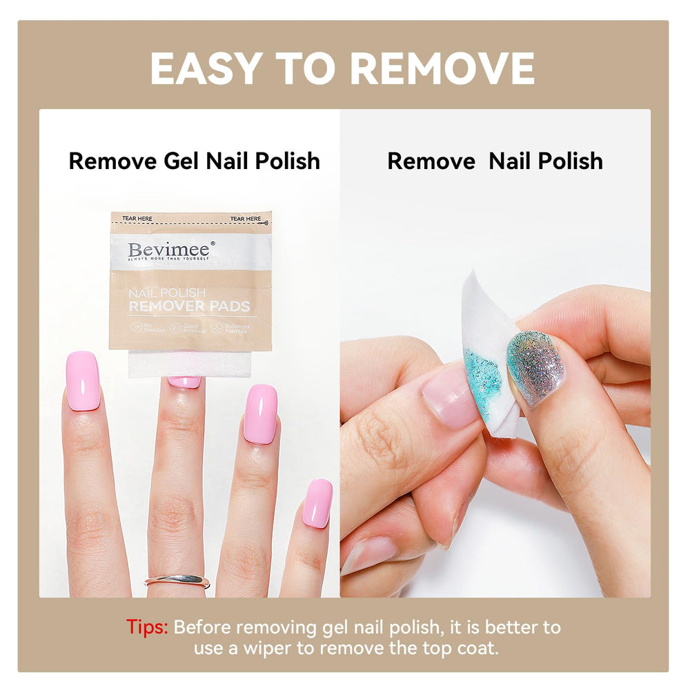 Bevimee nail file included to shape nails after removal.