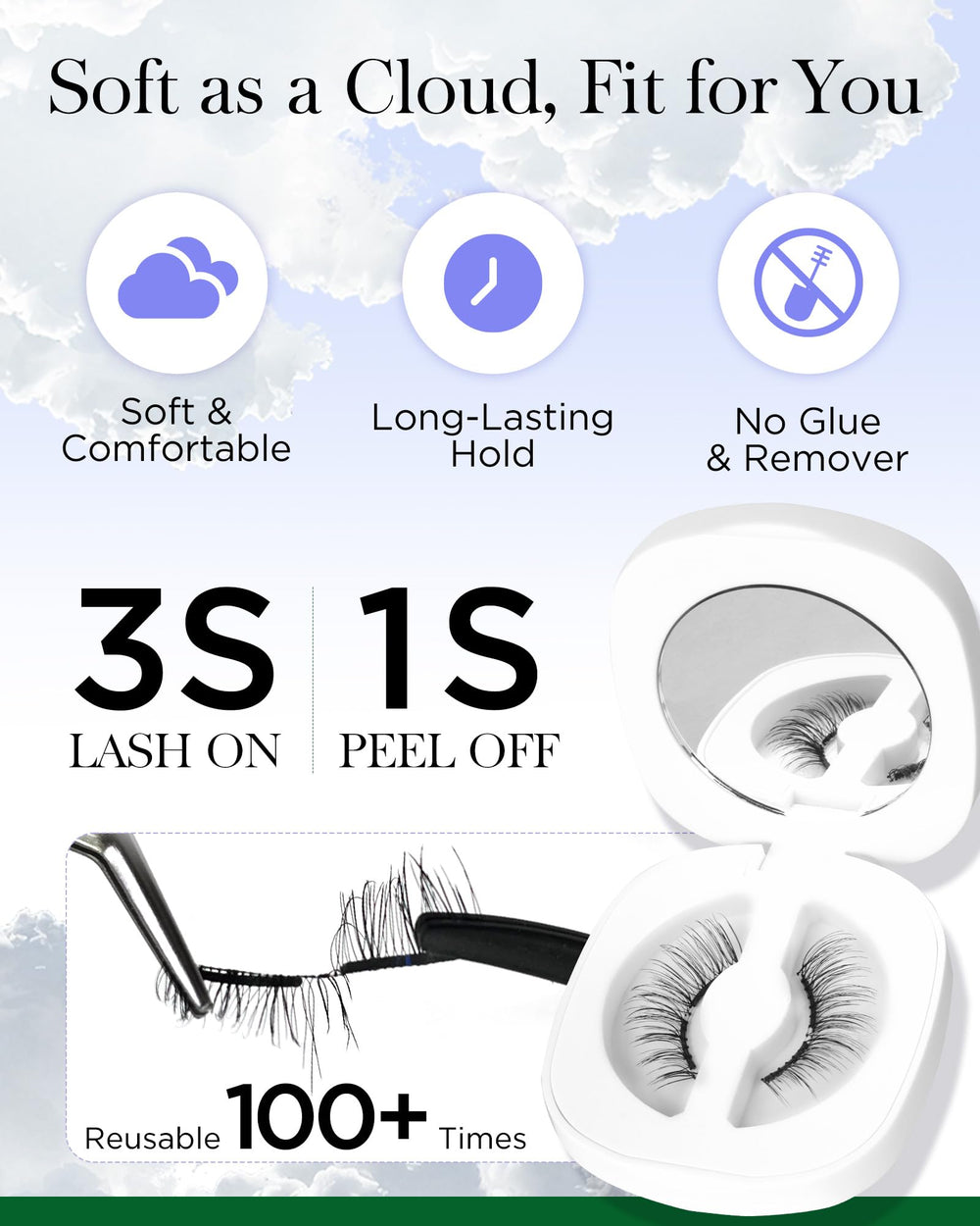 BEYELIAN magnetic lashes during application demonstrating glue-free convenience