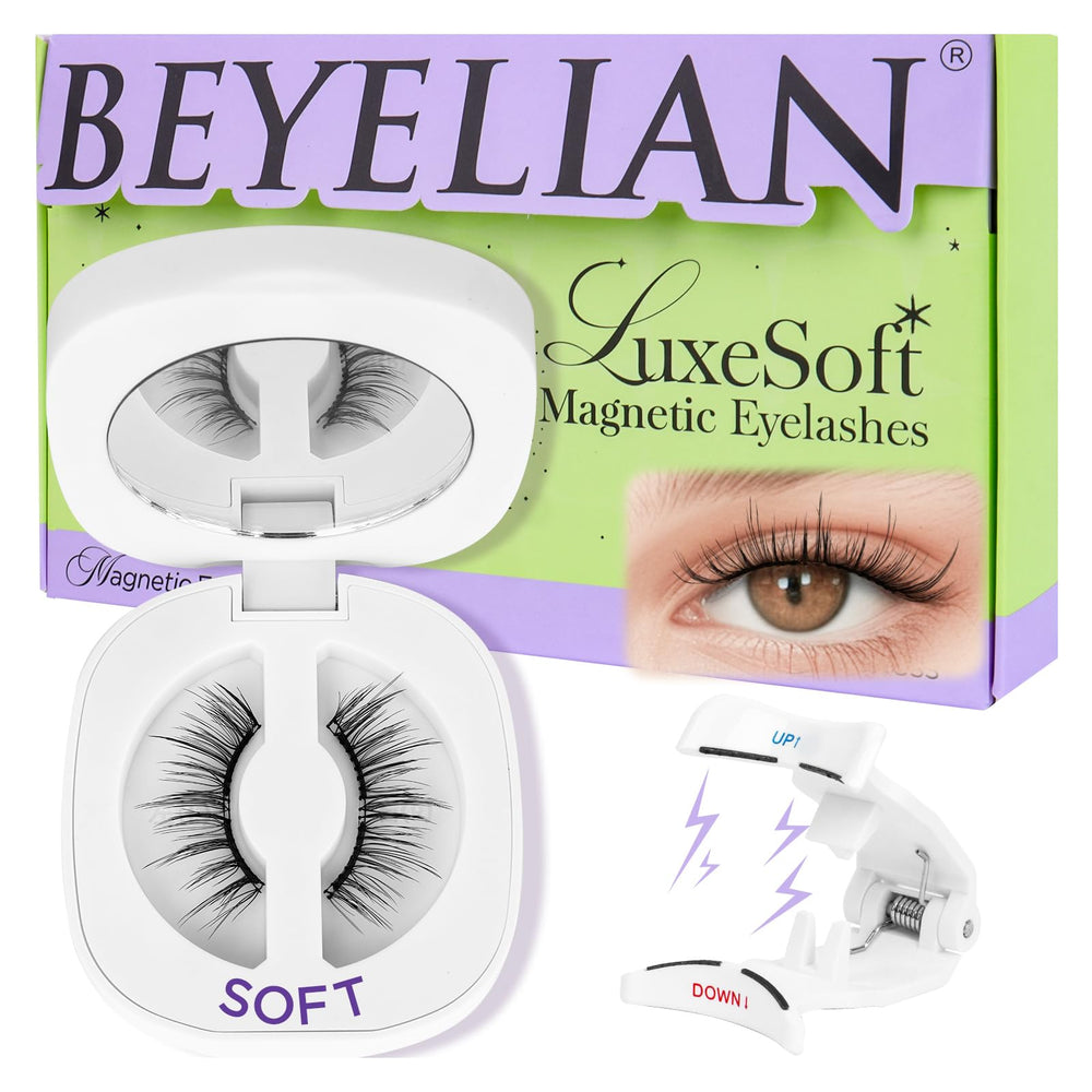 BEYELIAN magnetic eyelashes with applicator kit closeup shows soft magnets for comfortable all-day wear
