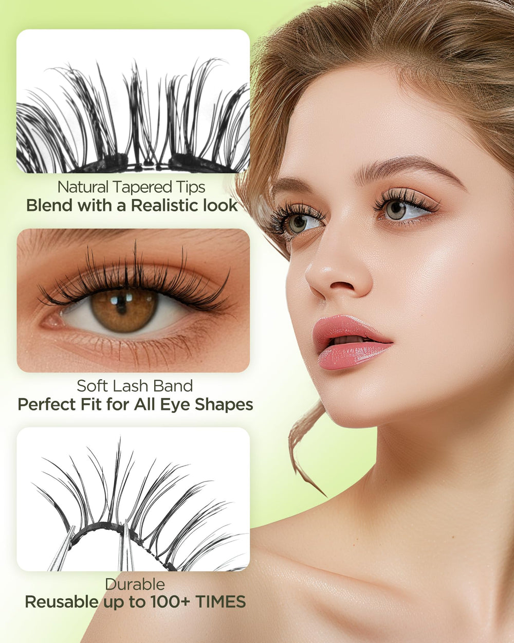 BEYELIAN magnetic eyelashes in use on daytime wear demonstrates easy magnetic attachment