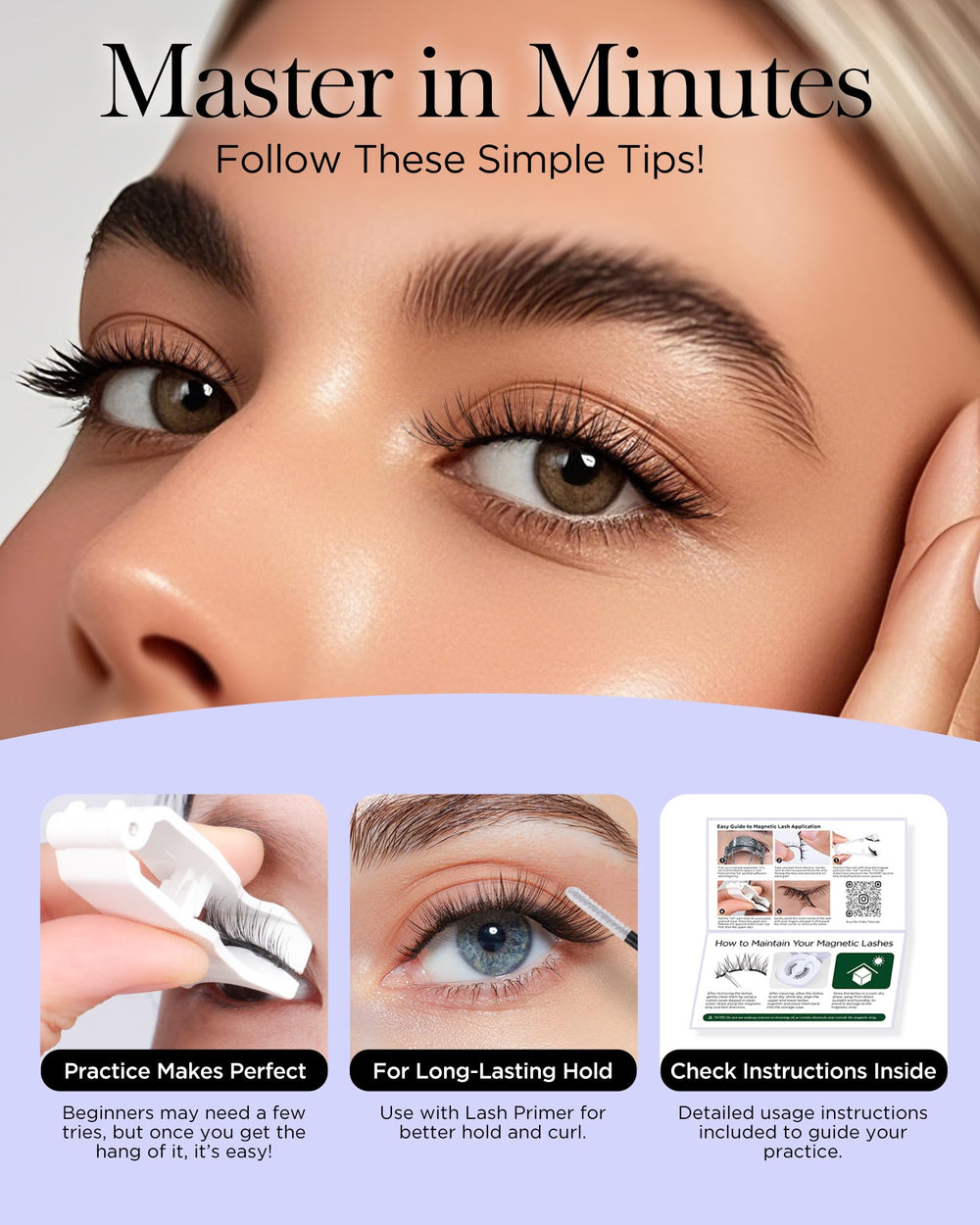 BEYELIAN magnetic eyelashes on eye, full yet natural appearance.