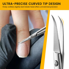 BEZOX ergonomic cuticle scissors with large finger holes for comfortable use by both hands.