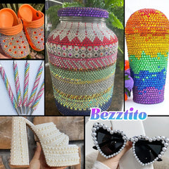 Bezztito nail art ideas showcasing rhinestones and pearls embellishments.