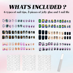 BHOOKA bat-theme nails ideal for spooky party looks and quick application.