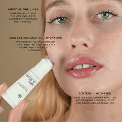 Biba De Sousa Lip Treatment balm swatch showing clear, fragrance-free formula for lips.