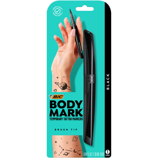 BIC BodyMark black temporary tattoo marker pack for skin-safe designs and bold outlines.