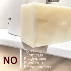Label closeup on Buff Bar highlights two-ingredient purity and craftsmanship.