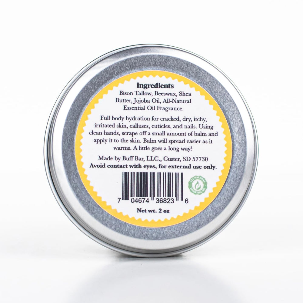 Buff Bar Lemon Drop texture shows dense, non-greasy moisture for daily skin care.