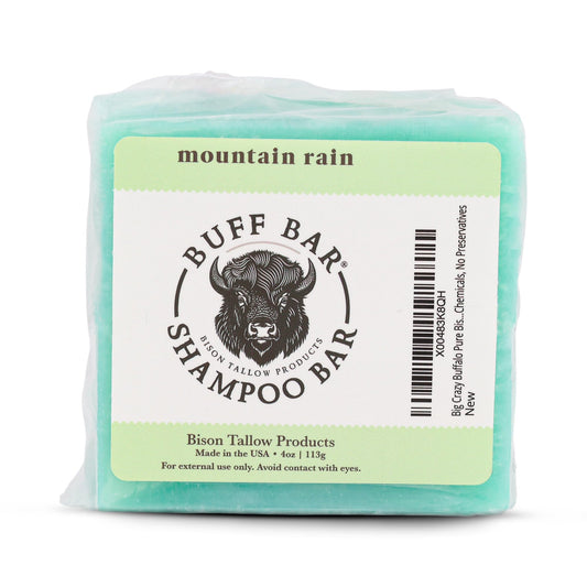 Big Crazy Buffalo Mountain Rain two-pack shampoo bar ready for daily cleansing