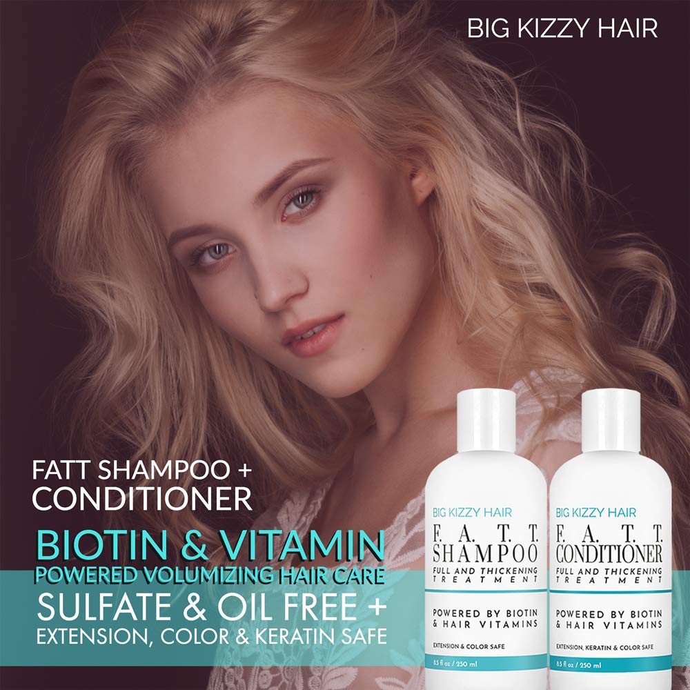 Big Kizzy F.A.T.T. with biotin and amino acids suggesting nourished strands.
