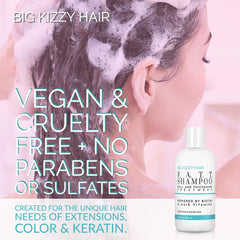 Big Kizzy F.A.T.T. shampoo creates rich lather, gentle cleanse for color-treated hair.