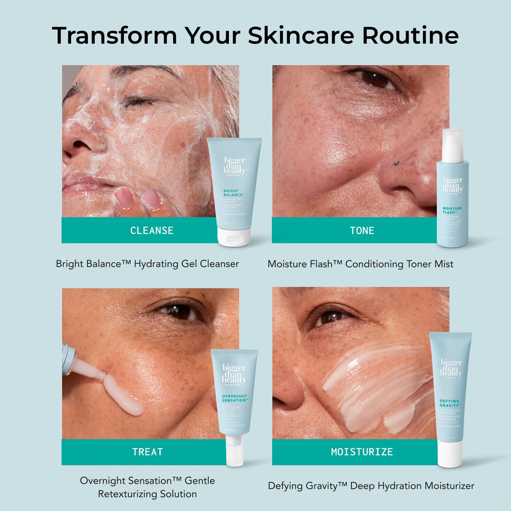 Bigger Than Beauty Overnight Sensation packaging emphasizes travel-friendly 30 mL bottle.