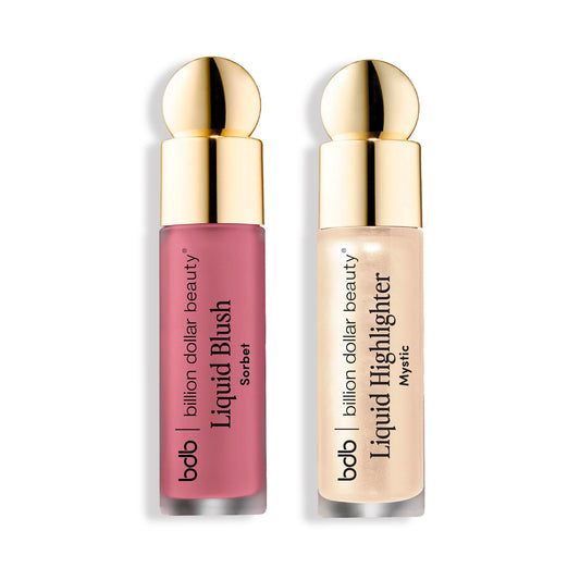 Billion Dollar Brows bdb Liquid Blush Highlighter tube for quick, long-lasting glow.