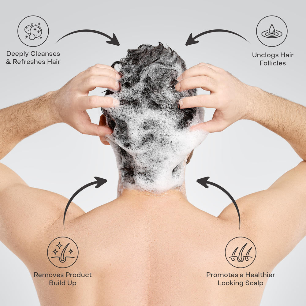 Billy Jealousy Ocean Front lather image shows cleansing action on oily hair.