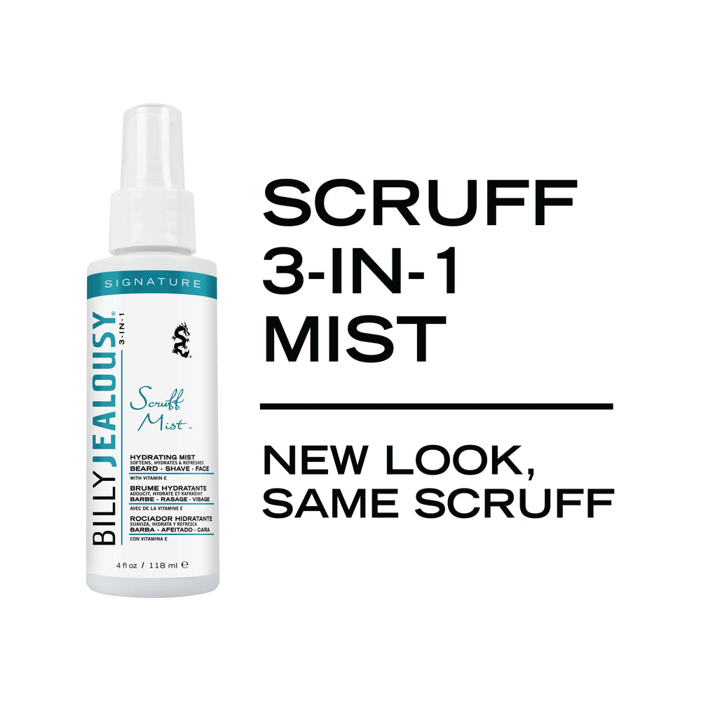 Application of Billy Jealousy Scruff Mist on scruff for hydration