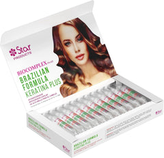 Step-by-step application visuals for Bio Complex Keratin Plus smoothing treatment.
