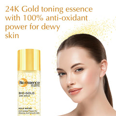 Macro shot of 24K gold particles highlighting a luxurious skincare effect