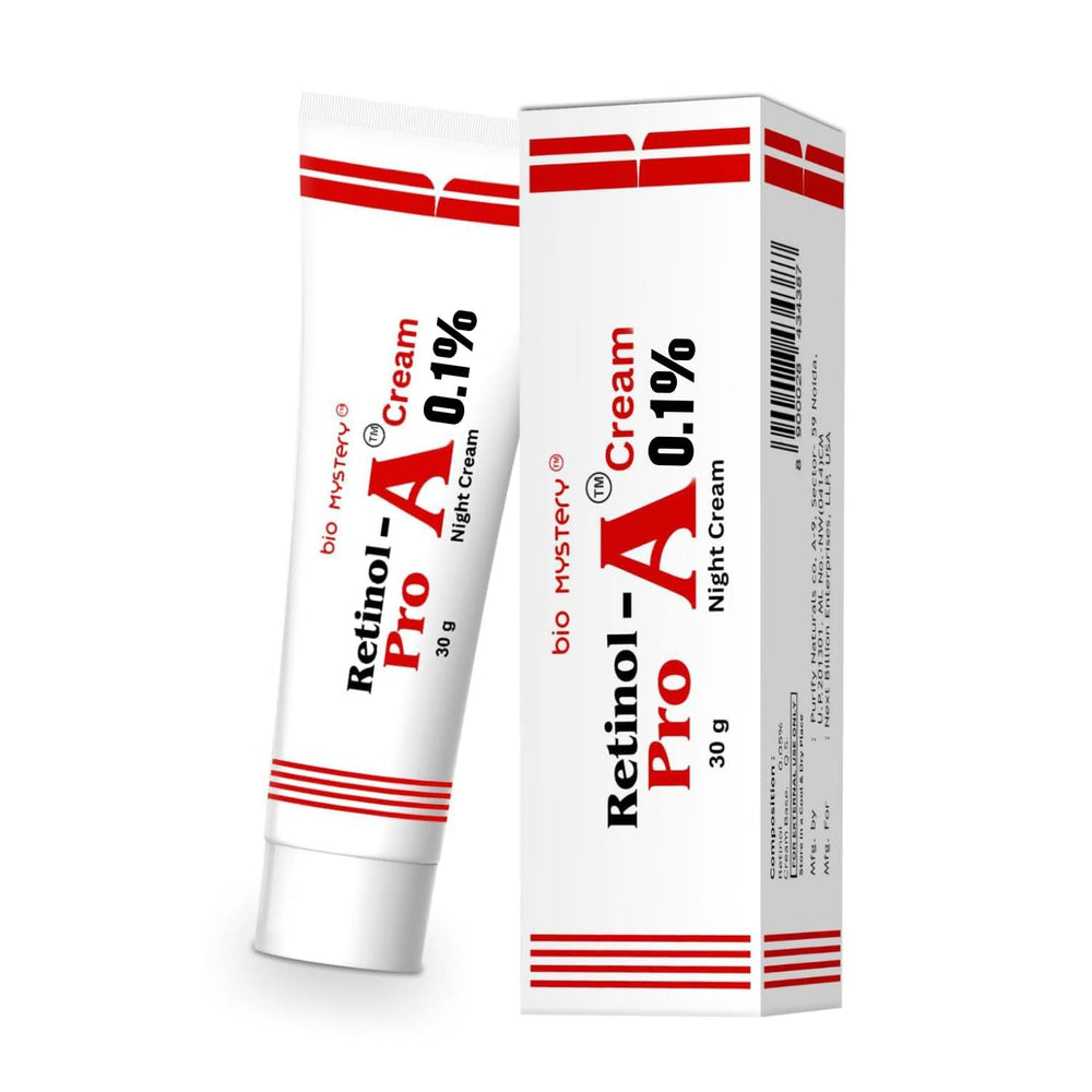 Bio Mystery Retinol Pro Night Cream 0.1 bottle close-up highlighting premium formula for smoother skin.