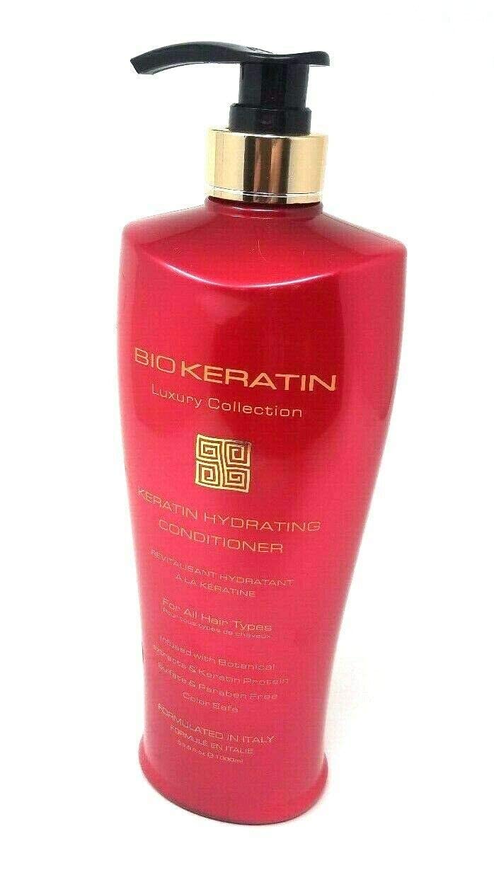Bio PureOils Keratin Hydrating Conditioner bottle reducing frizz and adding shine for all hair types