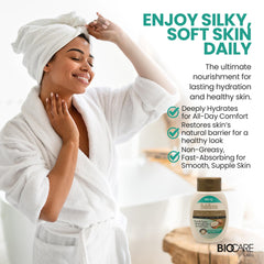 Biocare Labs Moisturizing Body Butter packaging highlights easy-to-use design.