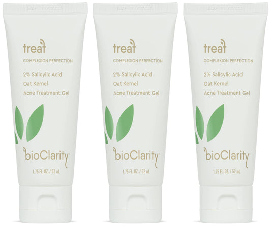 BioClarity Acne Treatment Gel bottle with pump shows easy daily application