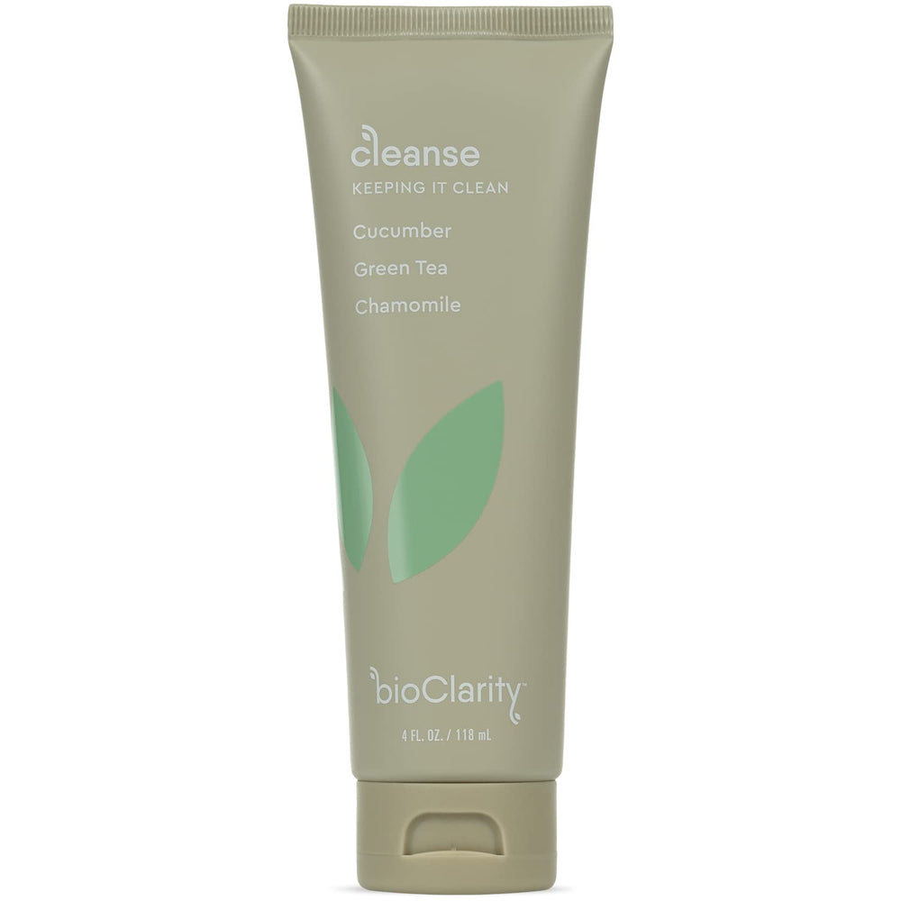 BioClarity face cleanser bottle for a gentle daily cleanse on sensitive skin.