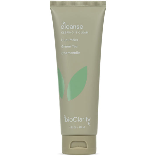 BioClarity face cleanser bottle for a gentle daily cleanse on sensitive skin.