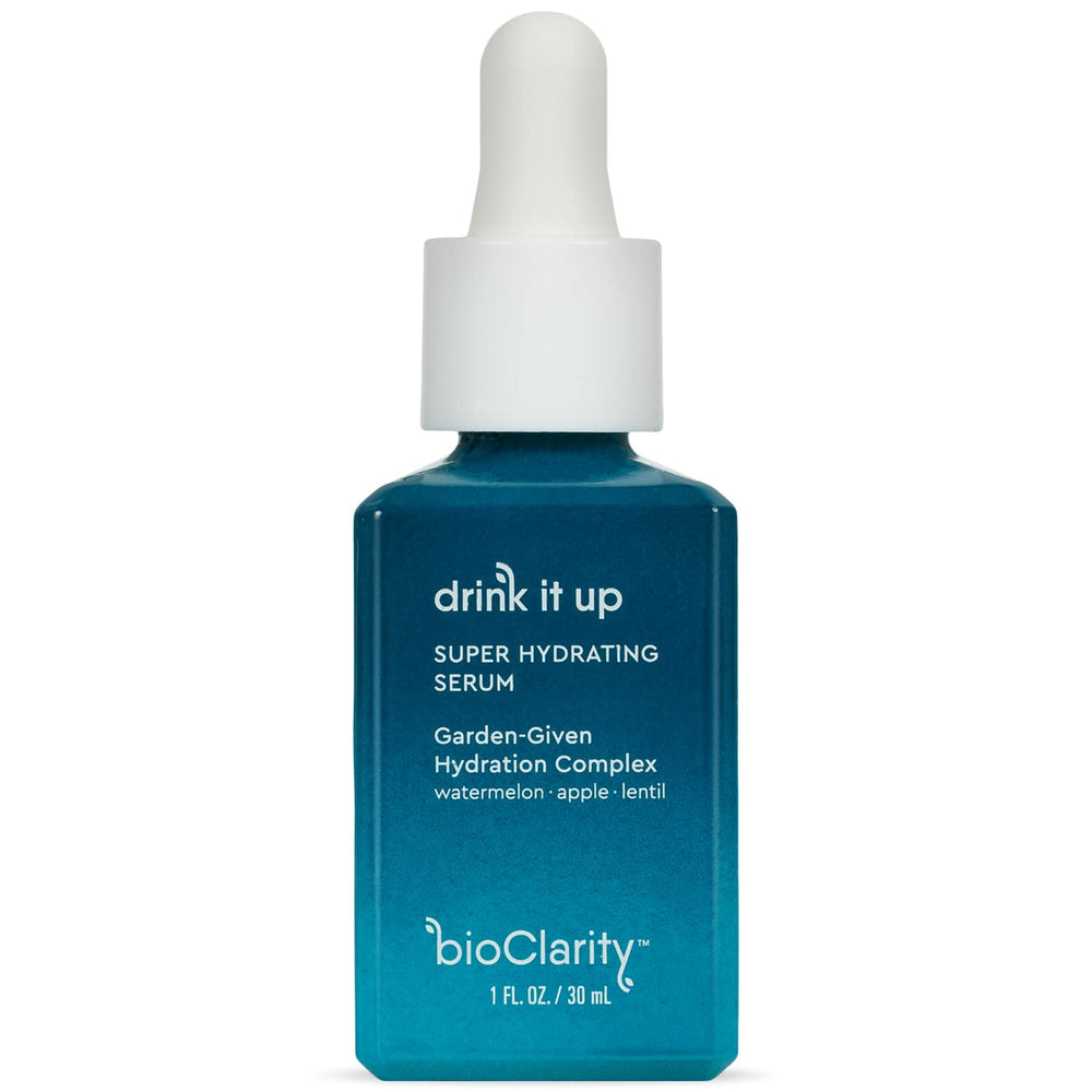 BioClarity serum bottle showing lightweight hydration for all skin types.
