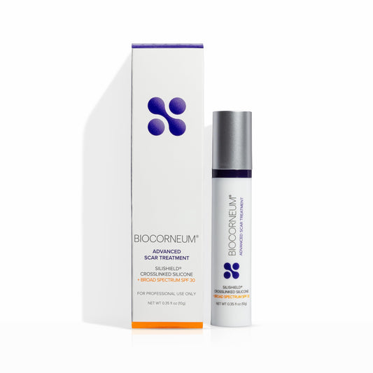 Biocorneum Advanced Scar Treatment bottle front for scar care.