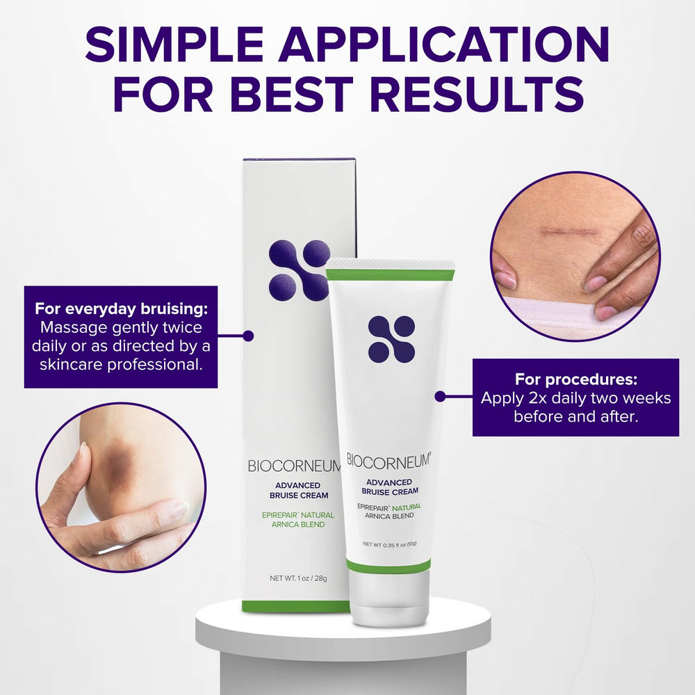 BIOCORNEUM Advanced Bruising Cream packaging close-up for premium branding.