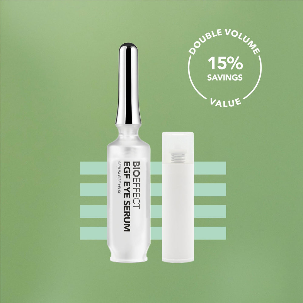Bioeffect EGF Eye Serum 6ml bottle shown as part of daily eye care.