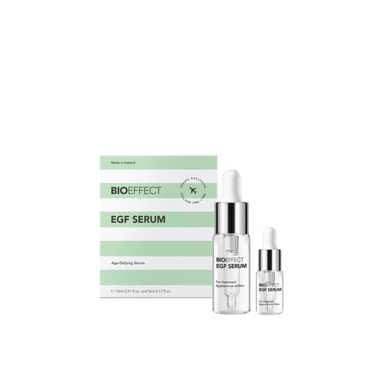 Bioeffect EGF Serum bottle closeup, ideal for daily anti-aging hydration.