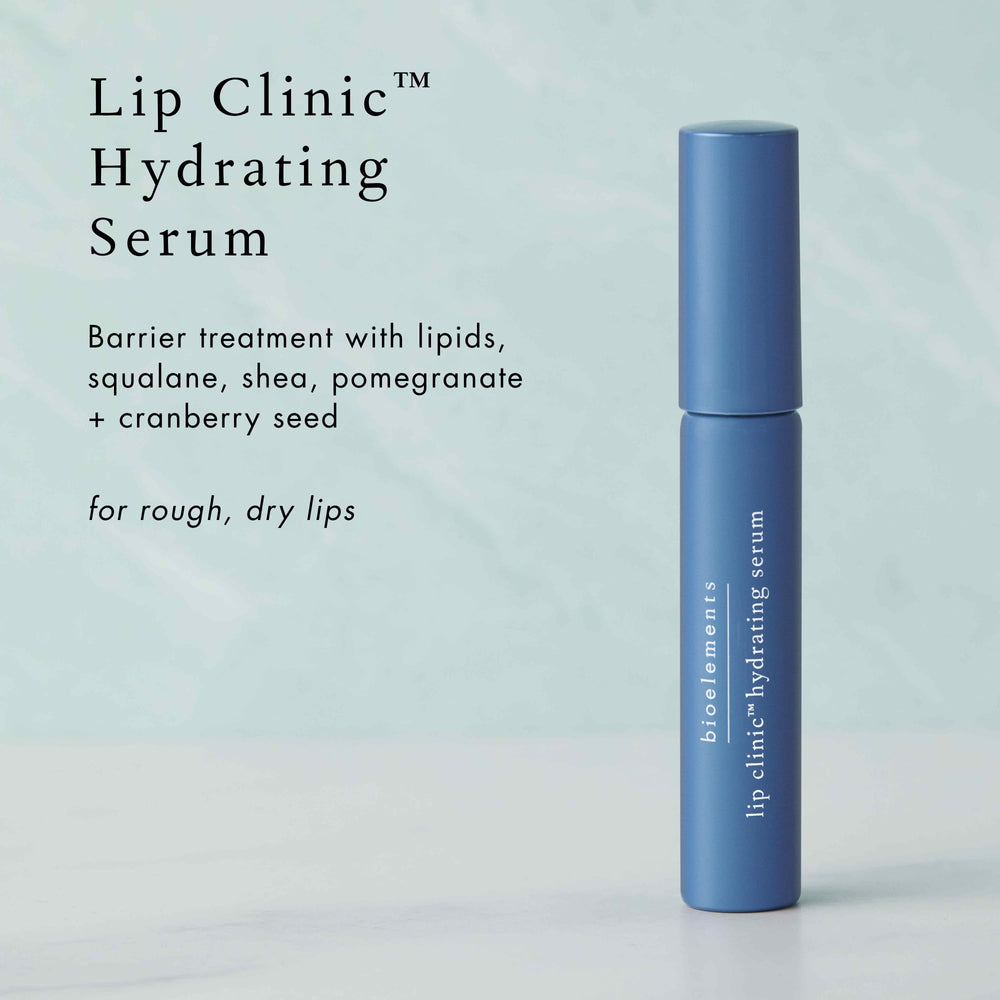 Bioelements Lip Clinic Exfoliating Butter pairs with Lip Clinic Hydrating Serum for smoother lips.
