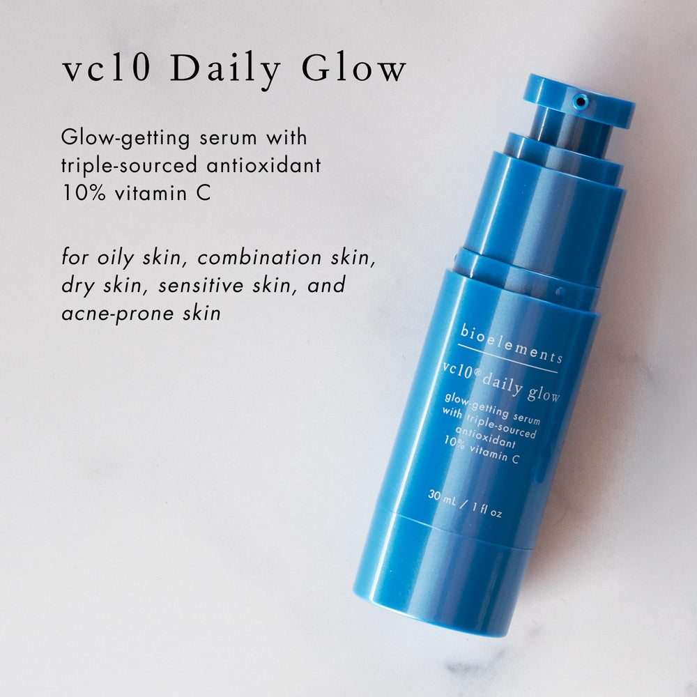 Bioelements vc10 Daily Glow cooling gel texture on skin
