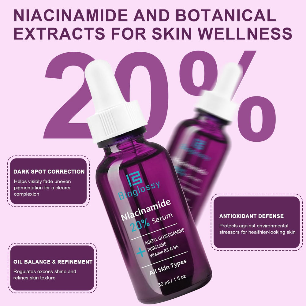 Bioglossy Niacinamide Serum with hyaluronic acid for deep hydration.