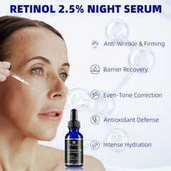 Bioglossy retinol serum with vitamins C and E ingredients.
