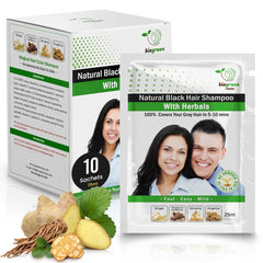 BIOGREEN ROOTS ammonia-free hair dye shampoo bottle with natural black color