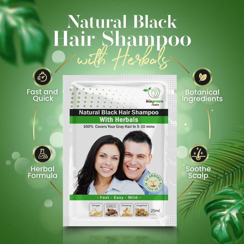 BIOGREEN ROOTS natural-black shampoo being poured for color