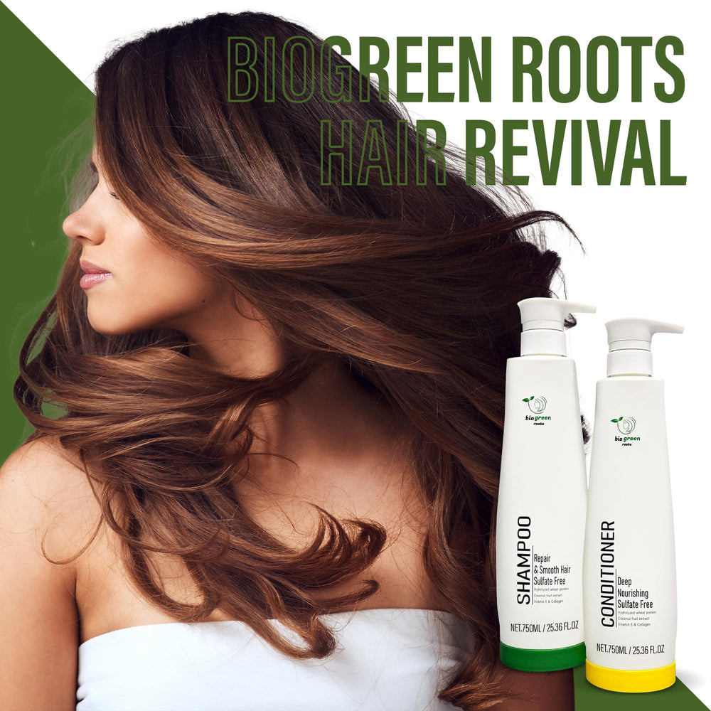 BIOGREEN ROOTS vitamin E collagen blend nourishes from root to tip