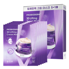 BIOHEAL BOH Probioderm 3D Lifting Cream Mask pack shot showing six-sheet set for contour definition
