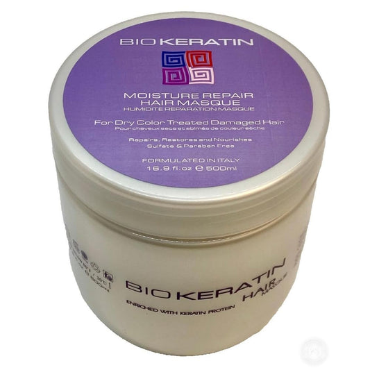 Biokeratin Moisture Repair Mask jar close-up showing creamy texture for damaged hair