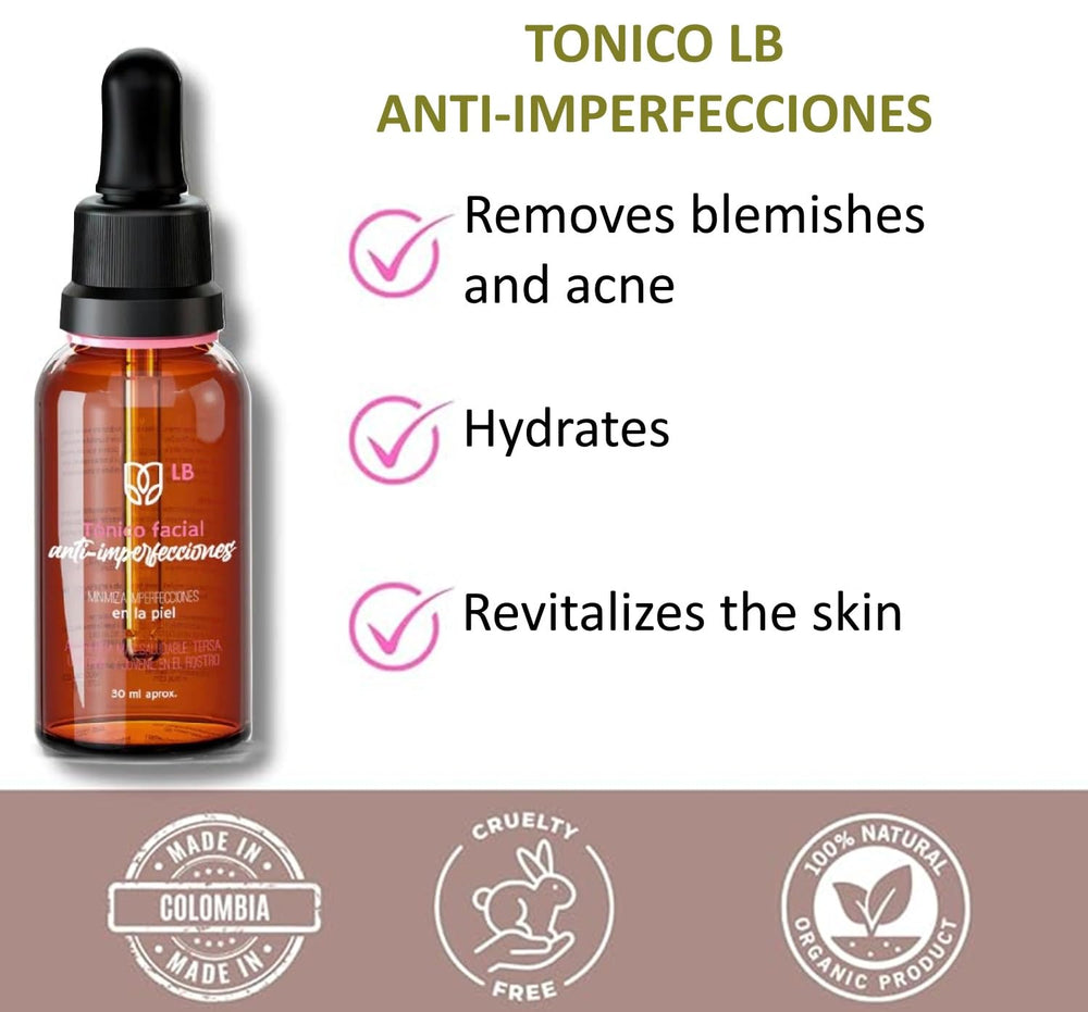 BIONUR LB Tonico Facial bottle near ingredients label emphasizing safety