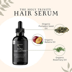 Bioregen Co Rapid Hair Growth Oil packaging emphasizes clean, natural branding and supporting ingredients.