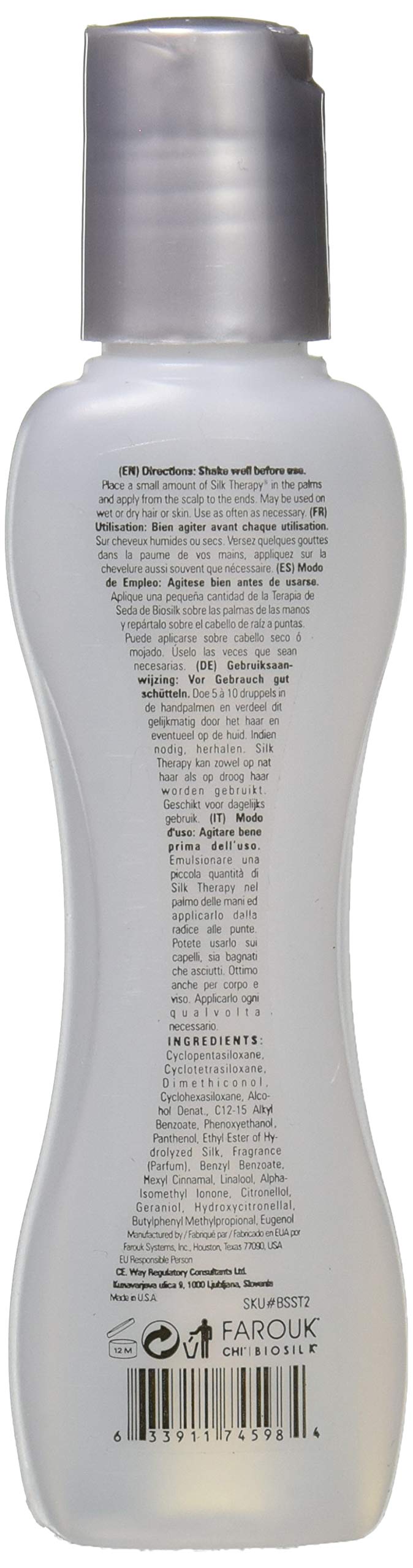 BioSilk Silk Therapy close-up highlights silk protein formula for shine.