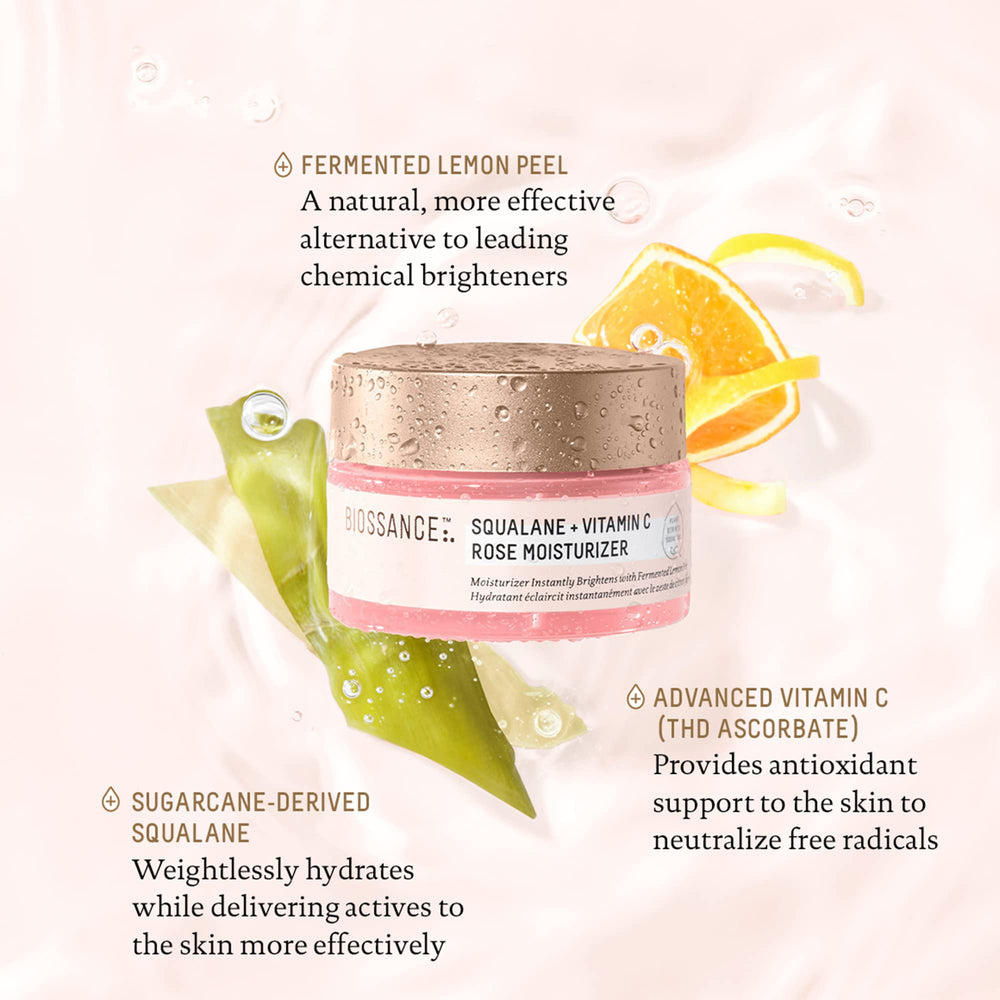 BIOSSANCE rose moisturizer enhances even tone with luminous glow