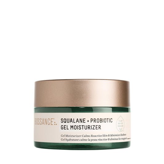 BIOSSANCE probiotic balancing gel jar with calming, lightweight texture