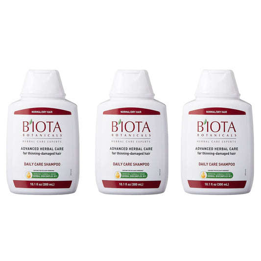 Biota Daily Care Shampoo bottle front showing herbal formula for thinning hair