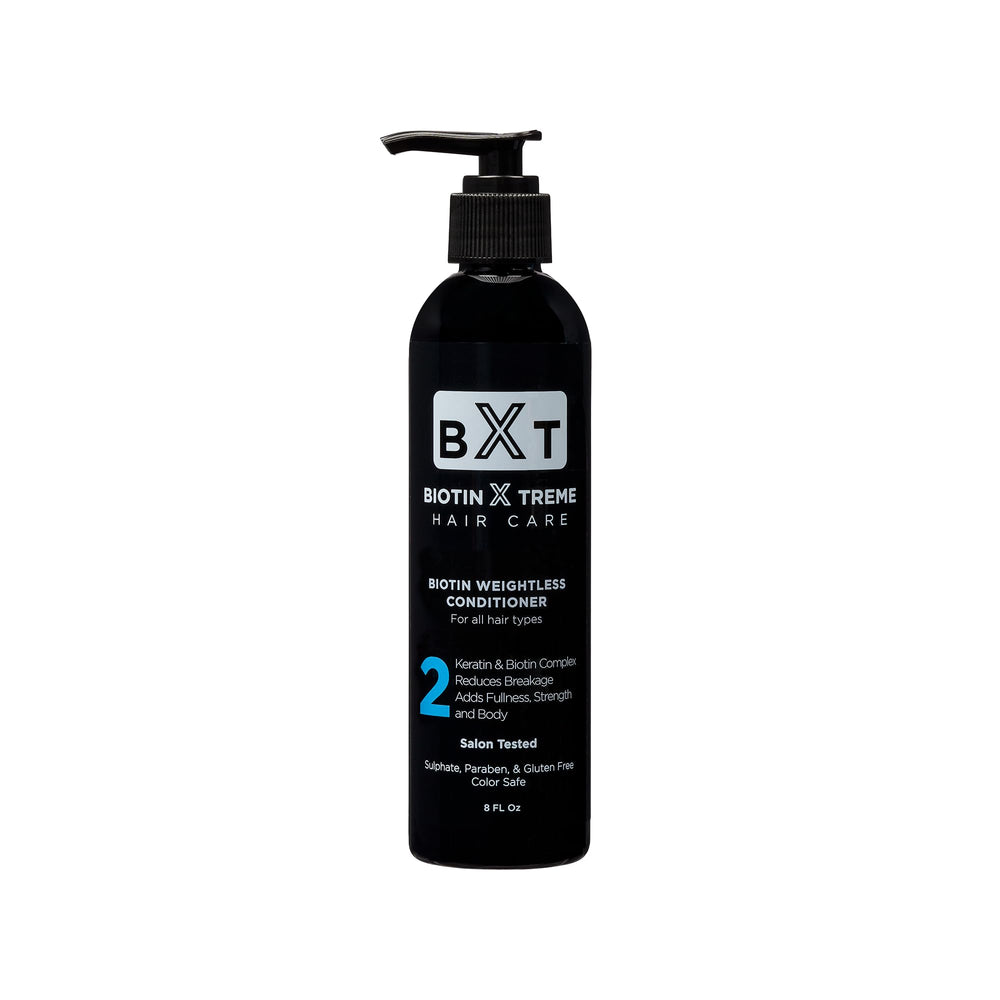 Biotin X Treme conditioner bottle close-up highlighting premium natural formula for hair health