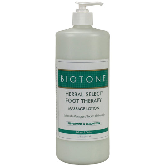 Biotone Herbal Foot Massage Lotion bottle pour for cooling, soothing foot care