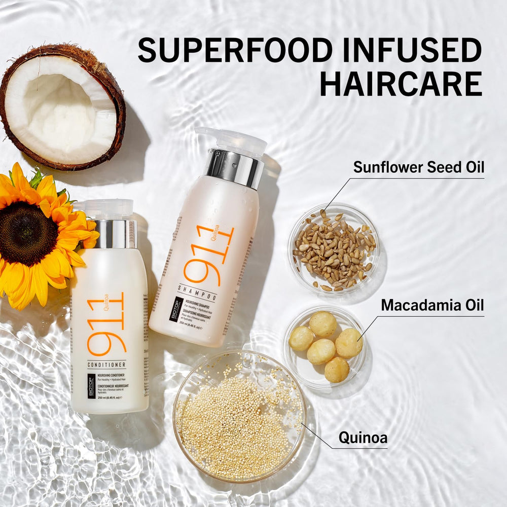 Before use: dry lifeless hair ready for quinoa-based care